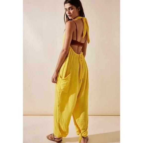 New!Free People Knot It Up Low Back Jumpsuit - Picture 5 of 12